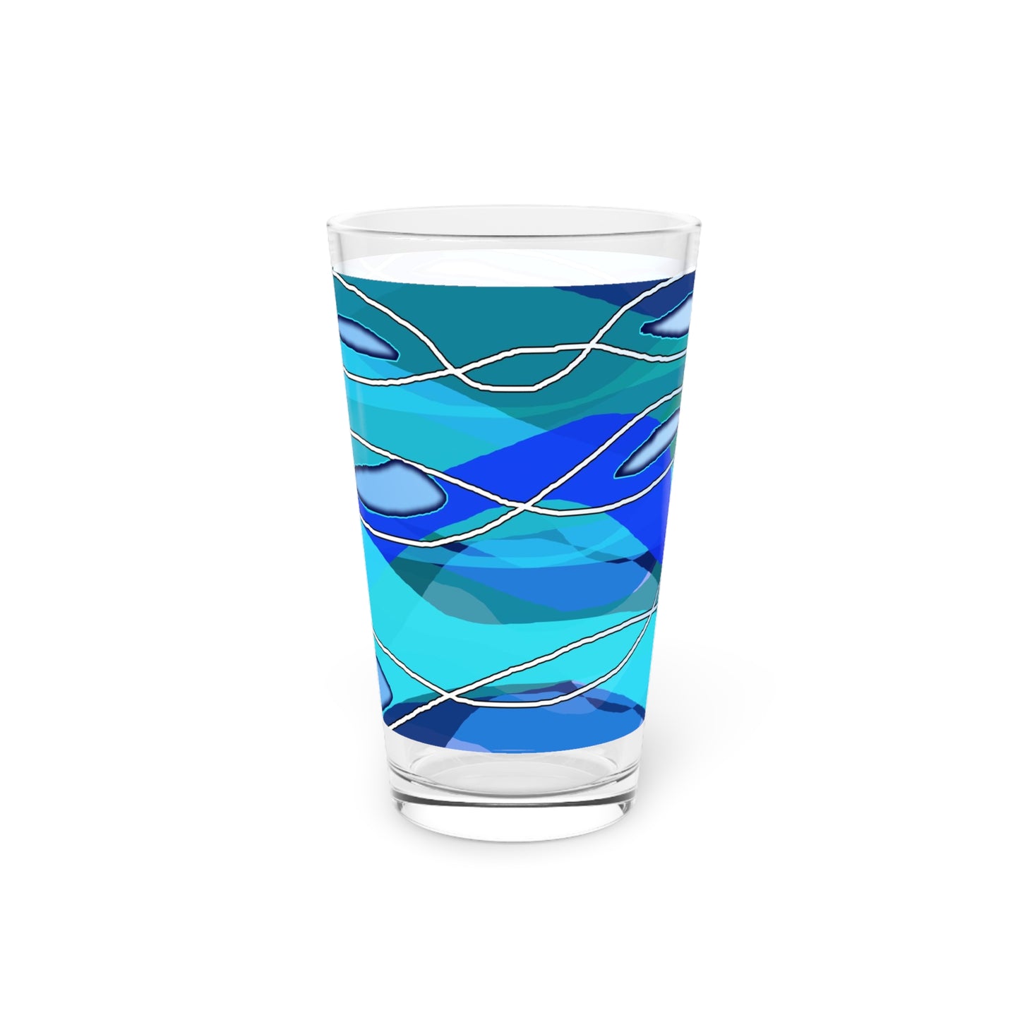 Wavy Blue Pint Glass, 16oz