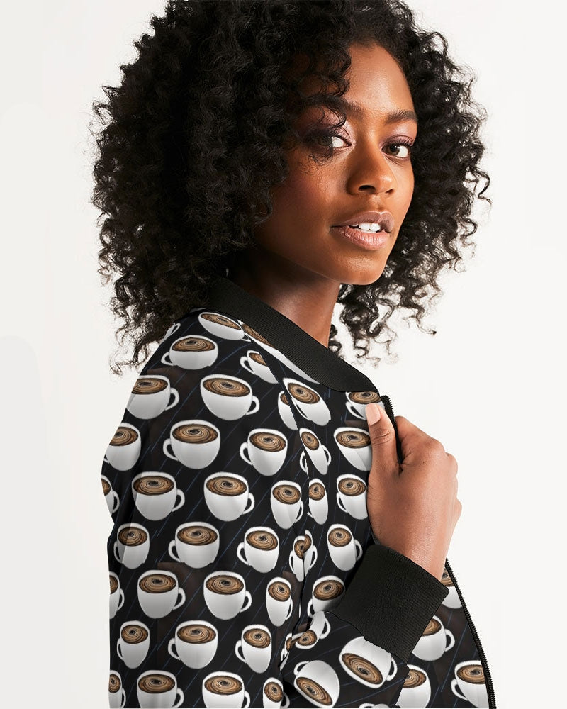 Coffee Pattern Women's All-Over Print Bomber Jacket