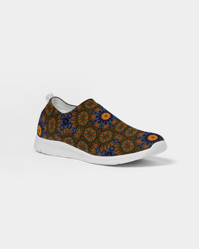 Blue and Yellow Sketch Kaleidoscope  Men's Slip-On Flyknit Shoe