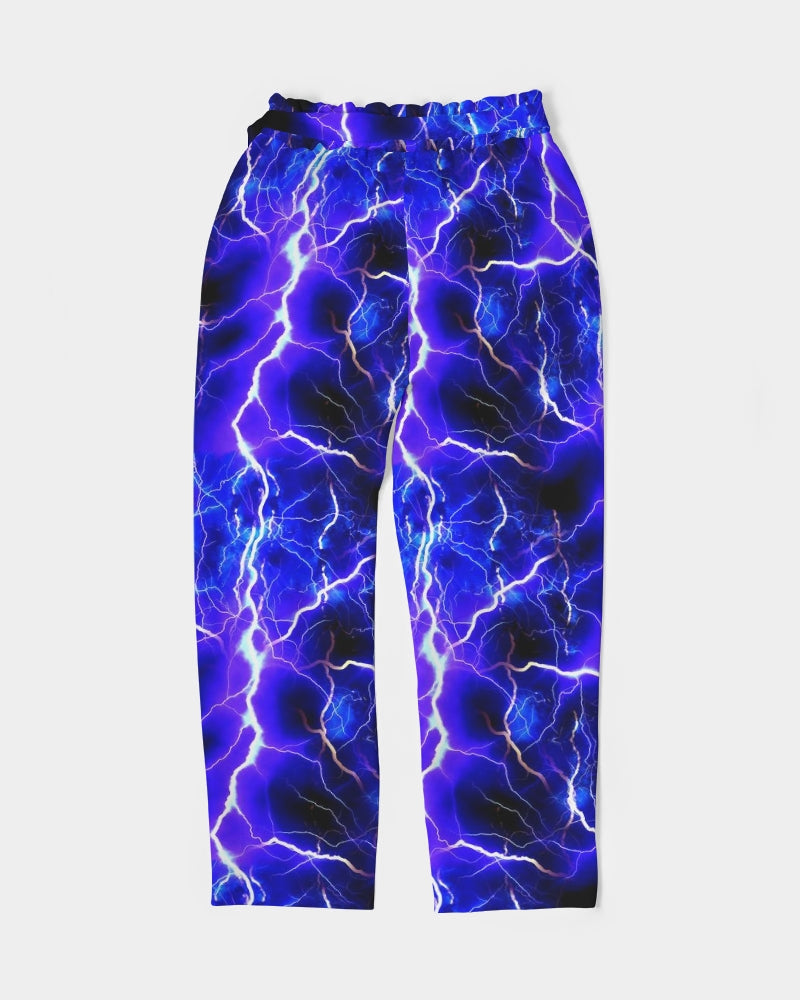 Blue Lightning Women's All-Over Print Belted Tapered Pants