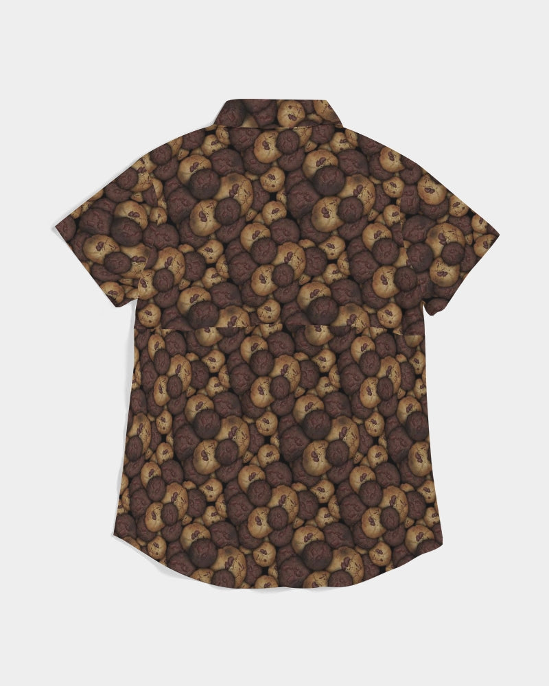 Chocolate Chip Cookies Women's All-Over Print Short Sleeve Button Up