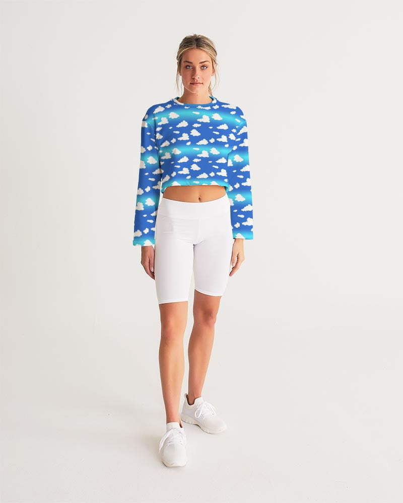 Clouds Pattern Women's All-Over Print Cropped Sweatshirt