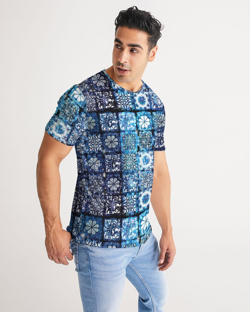 Blue Ice Crystals Motif Men's All-Over Print Tee