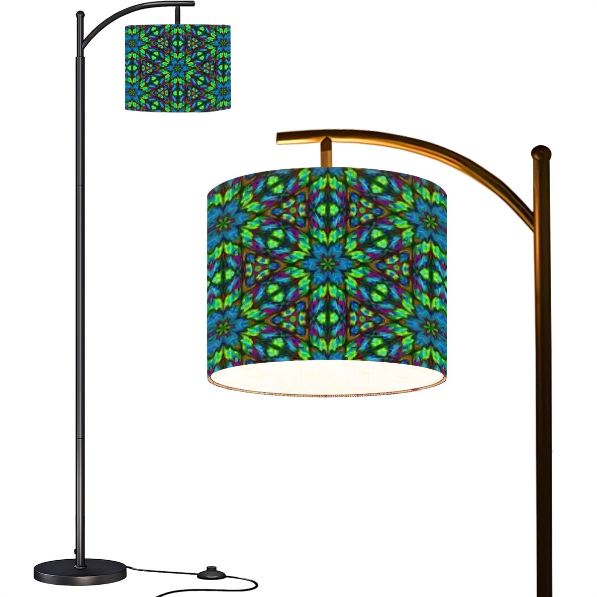 Arc Floor Lamp (Made in USA) Green Kaleidoscope