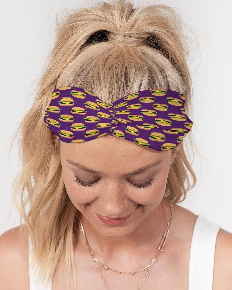 Cheeseburger Pattern Twist Knot Headband Set