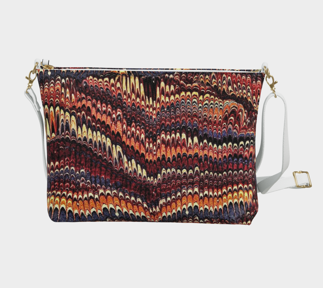 Earthtoned Marbled Paper Vegan Crossbody Purse