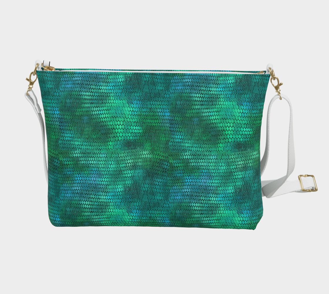 Blue Green Dragon Scales Vegan Crossbody Purse