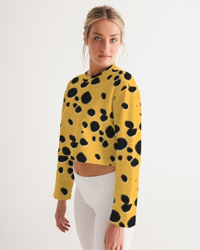 Cheese Women's All-Over Print Cropped Sweatshirt