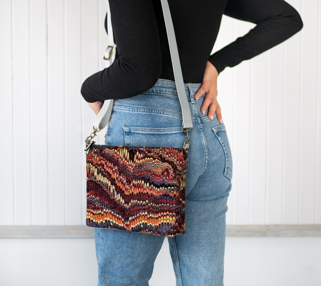 Earthtoned Marbled Paper Vegan Crossbody Purse