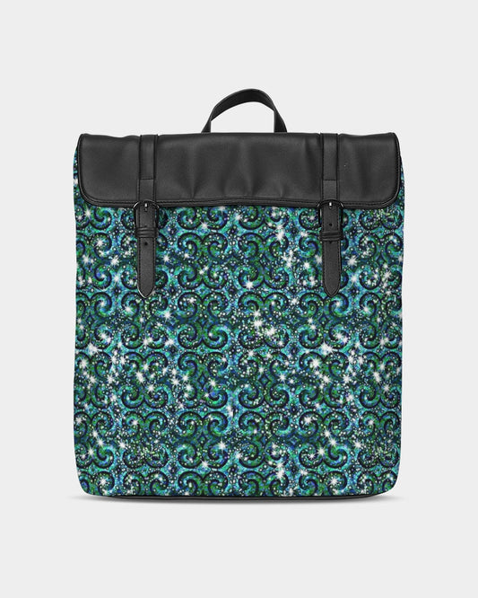 Blue Ice Sparkle Swirl Casual Flap Backpack