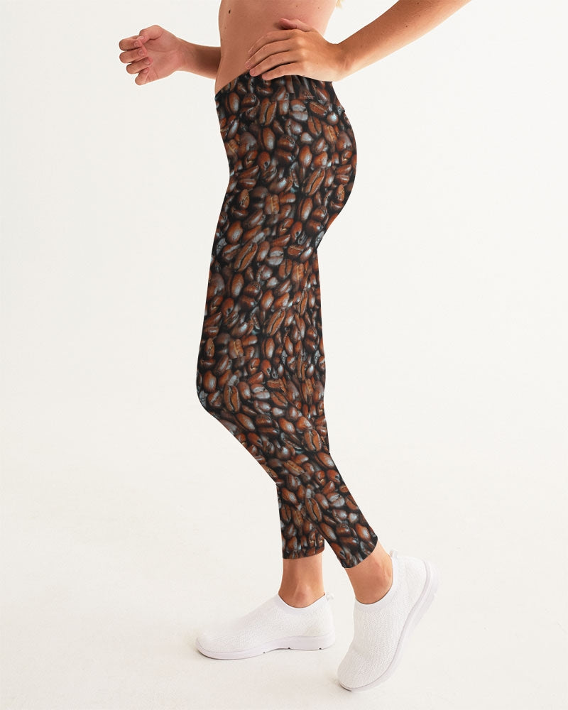 Coffee Bean Pattern Women's All-Over Print Yoga Pants