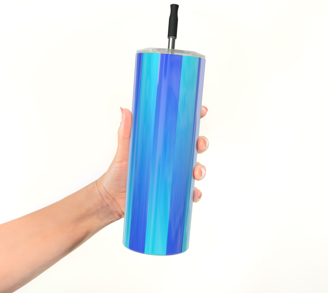 Soft Blue Blend Stripe Stainless Steel Tumbler