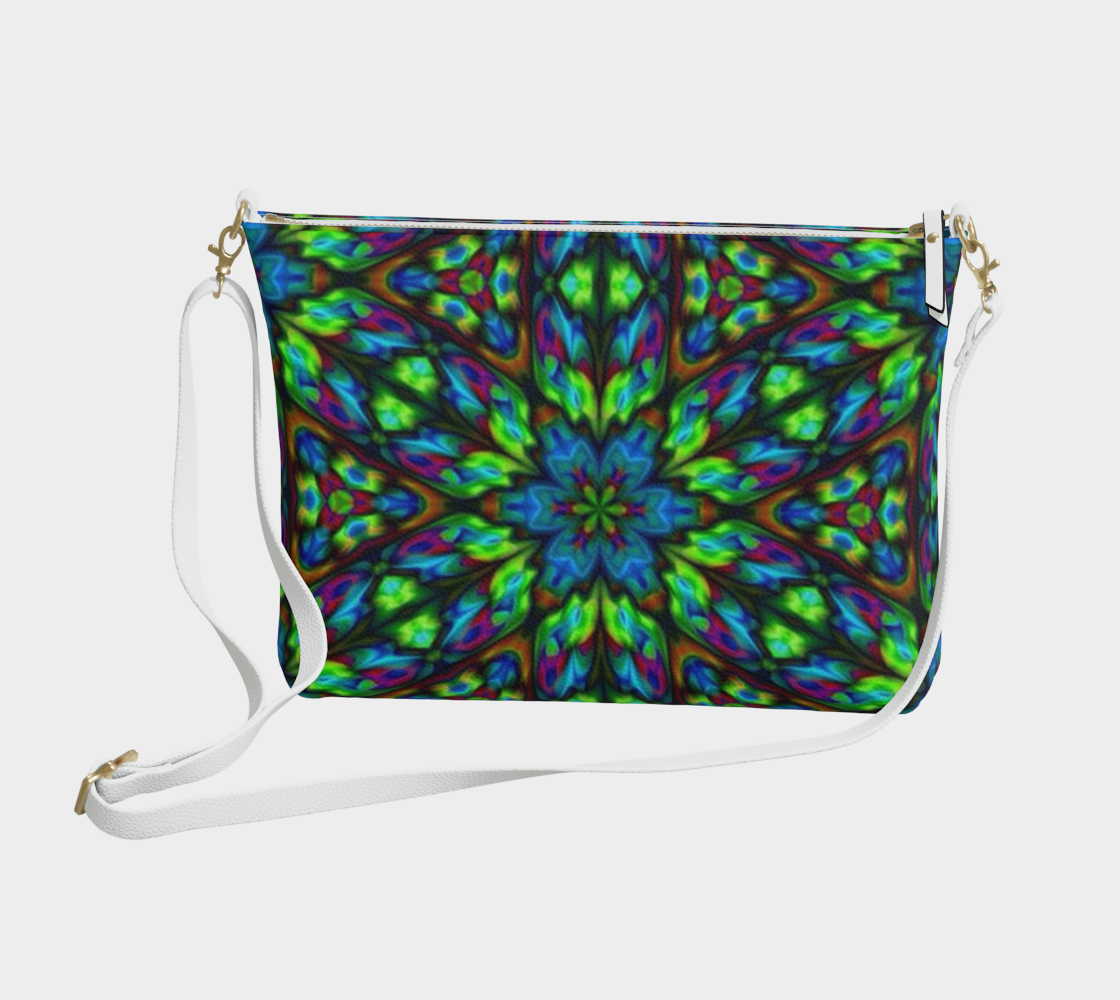 Green Blue Kaleidoscope Vegan Crossbody Purse