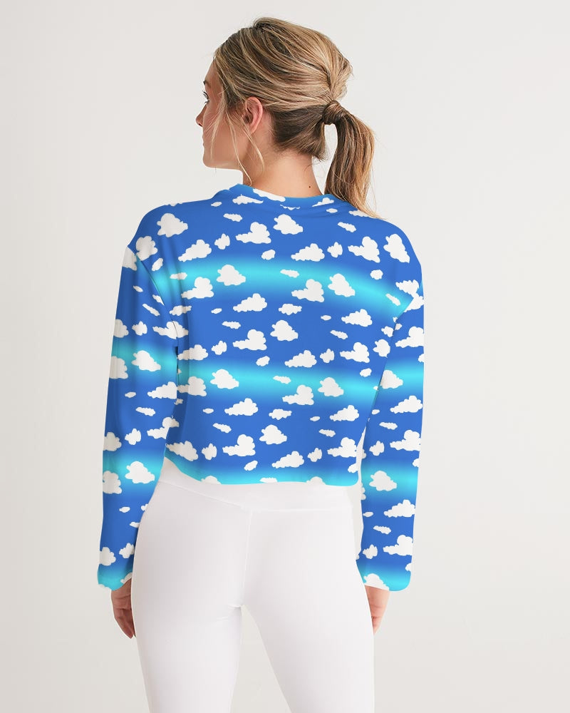 Clouds Pattern Women's All-Over Print Cropped Sweatshirt