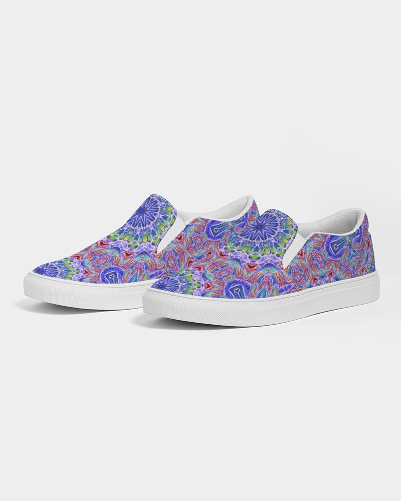 Blue Red Kaleidoscope Women's Slip-On Canvas Shoe