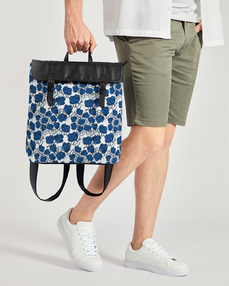 Blue Roses Casual Flap Backpack