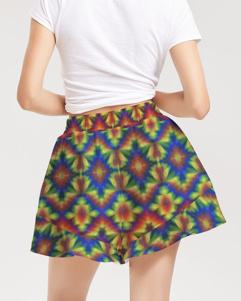 Carnival Kaleidoscope Women's All-Over Print Ruffle Shorts