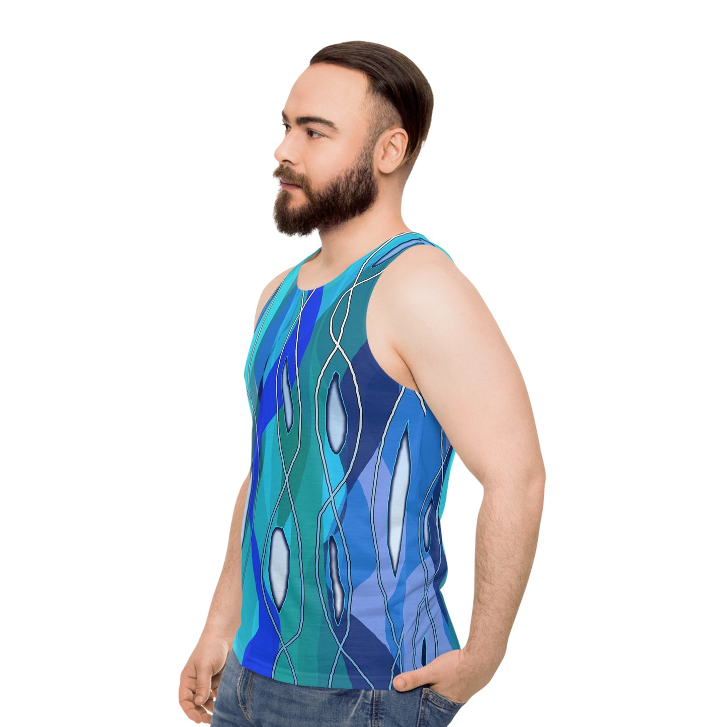 Wavy Blue Unisex Tank Top (AOP)