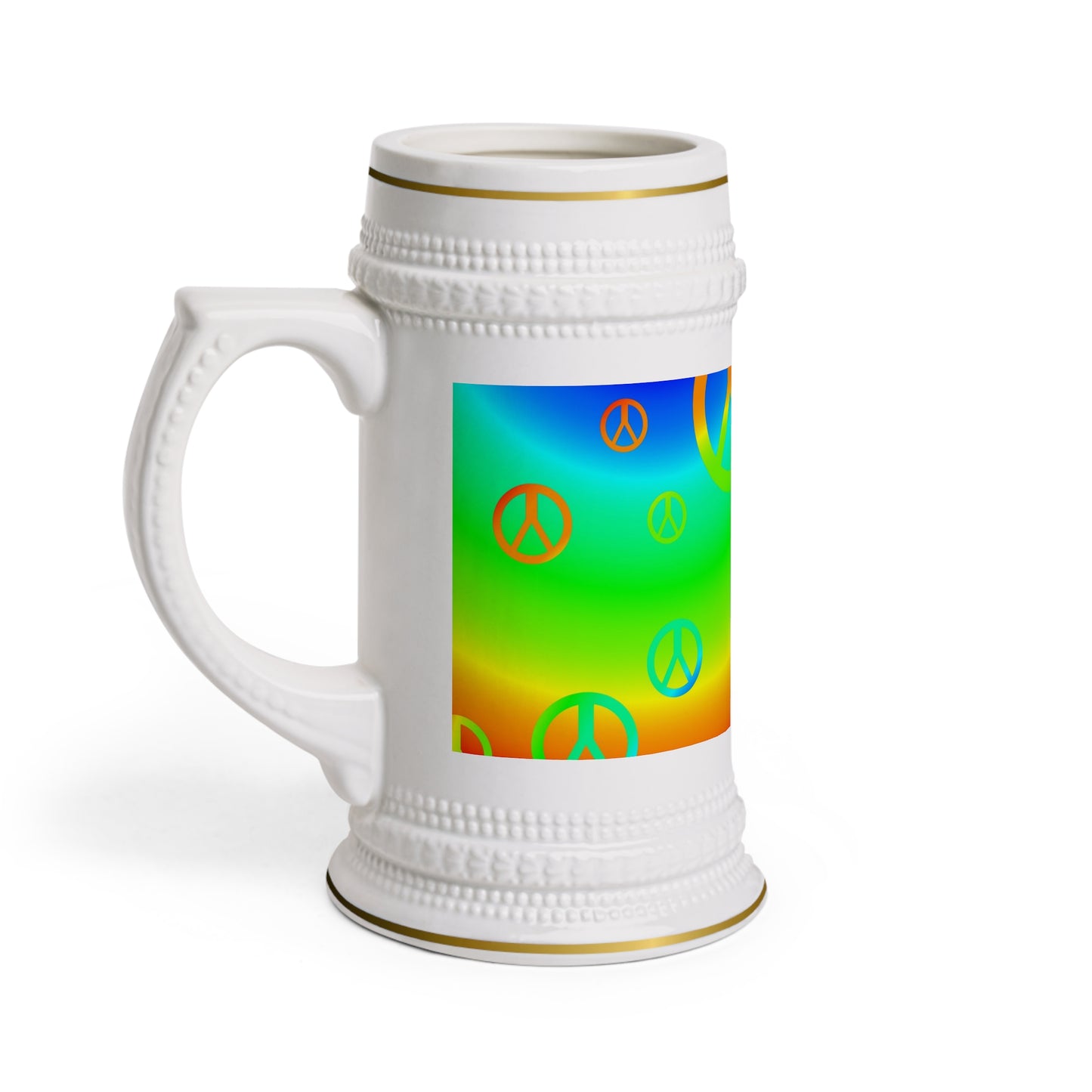 Rainbow Peace Signs Beer Stein Mug