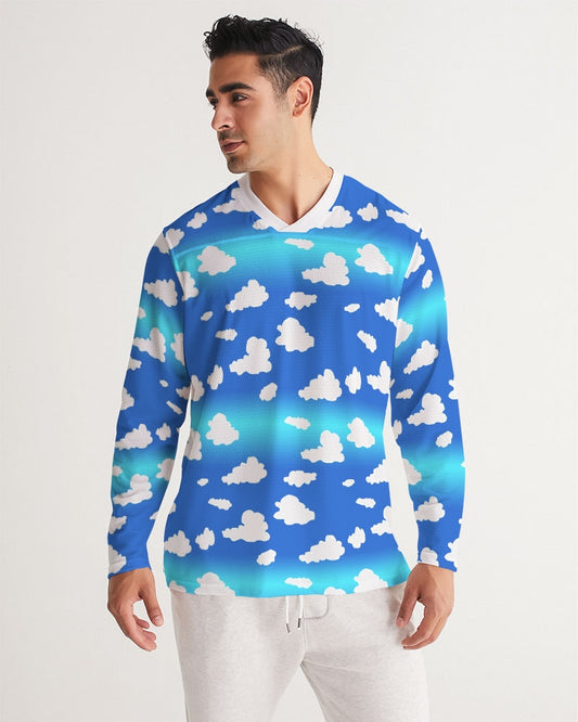 Clouds Pattern Men's All-Over Print Long Sleeve Sports Jersey