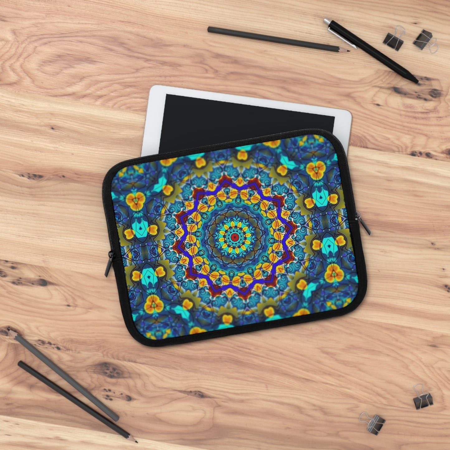 Blue Green Kaleidoscope Laptop Sleeve