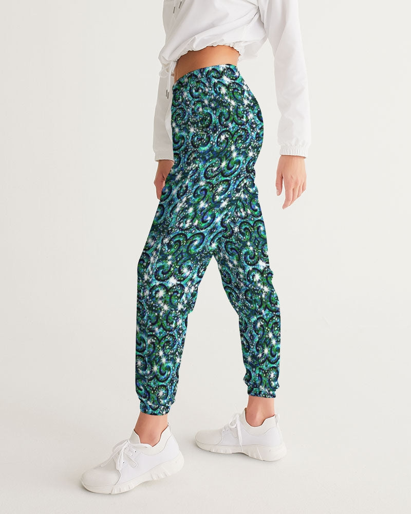 Blue Ice Sparkle Swirl Women's All-Over Print Track Pants