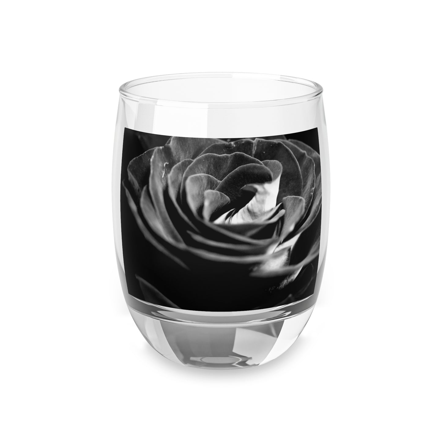 Dark Black and White Rose Whiskey Glass