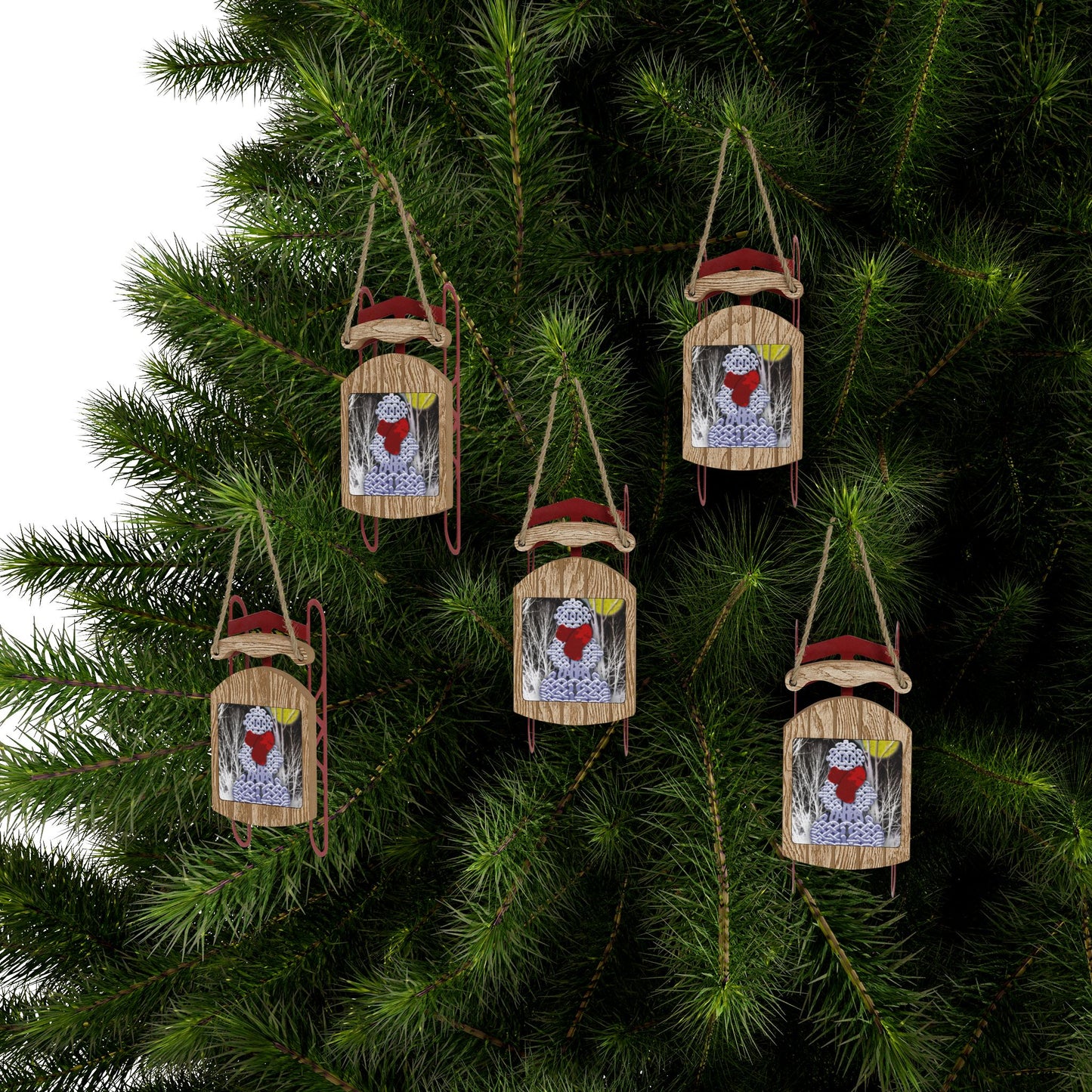 Celtic Knot Snowman Sled Ornaments