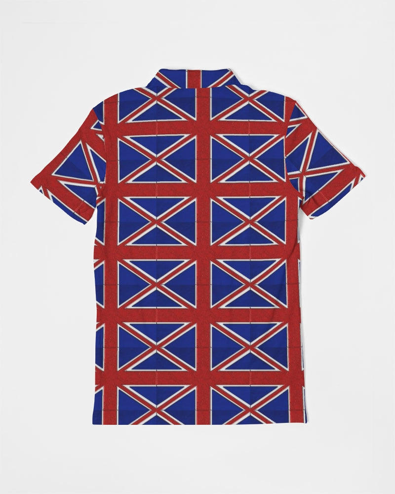 British Flag Pattern Men's All-Over Print Slim Fit Short Sleeve Polo