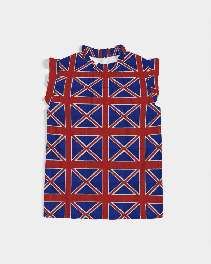 British Flag Pattern Women's All-Over Print Ruffle Sleeve Top
