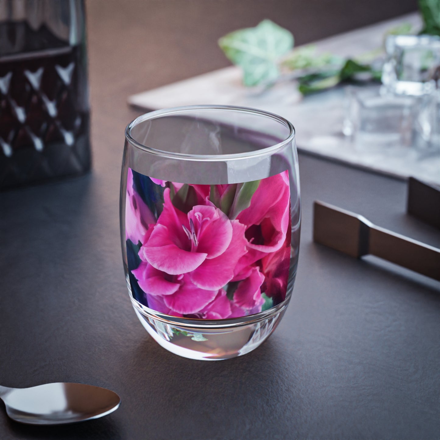 Dark Pink Gladiolas Whiskey Glass