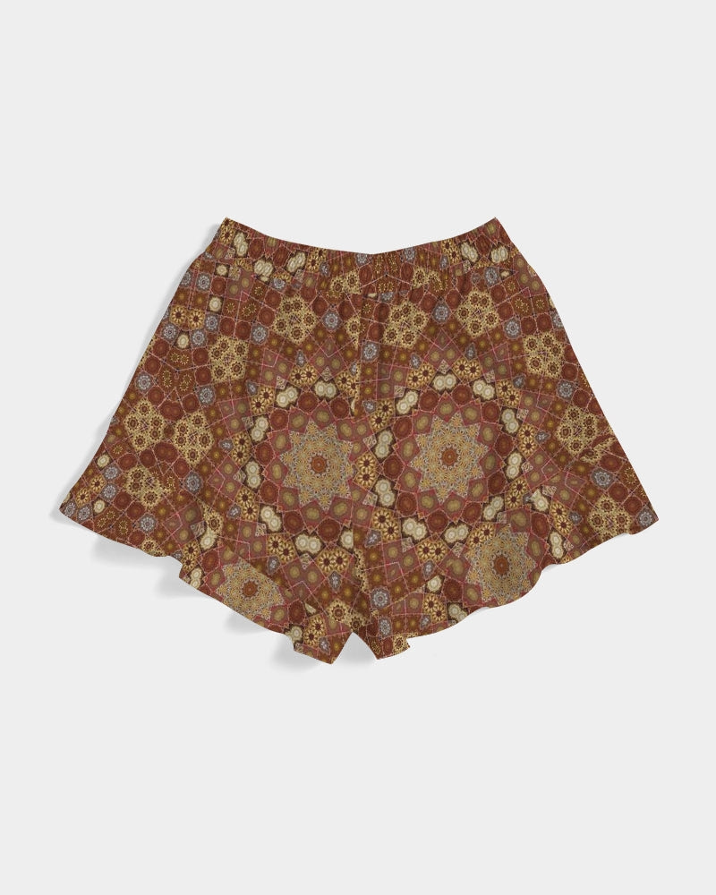 Checkered Star Geometry Women's All-Over Print Ruffle Shorts