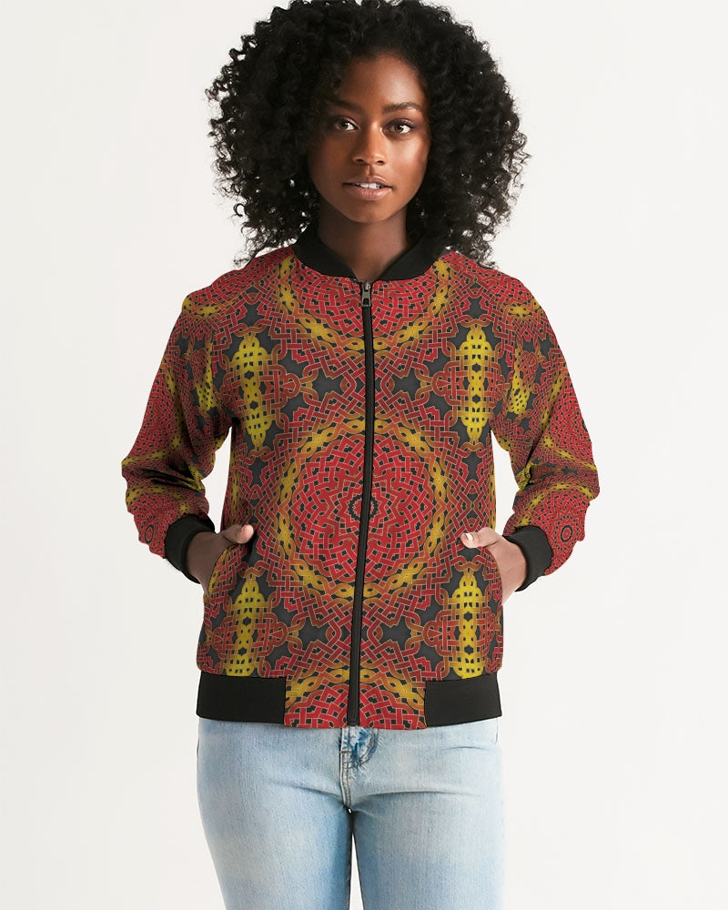 Celtic Orange Spiral Women's All-Over Print Bomber Jacket