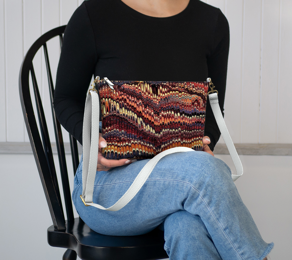 Earthtoned Marbled Paper Vegan Crossbody Purse