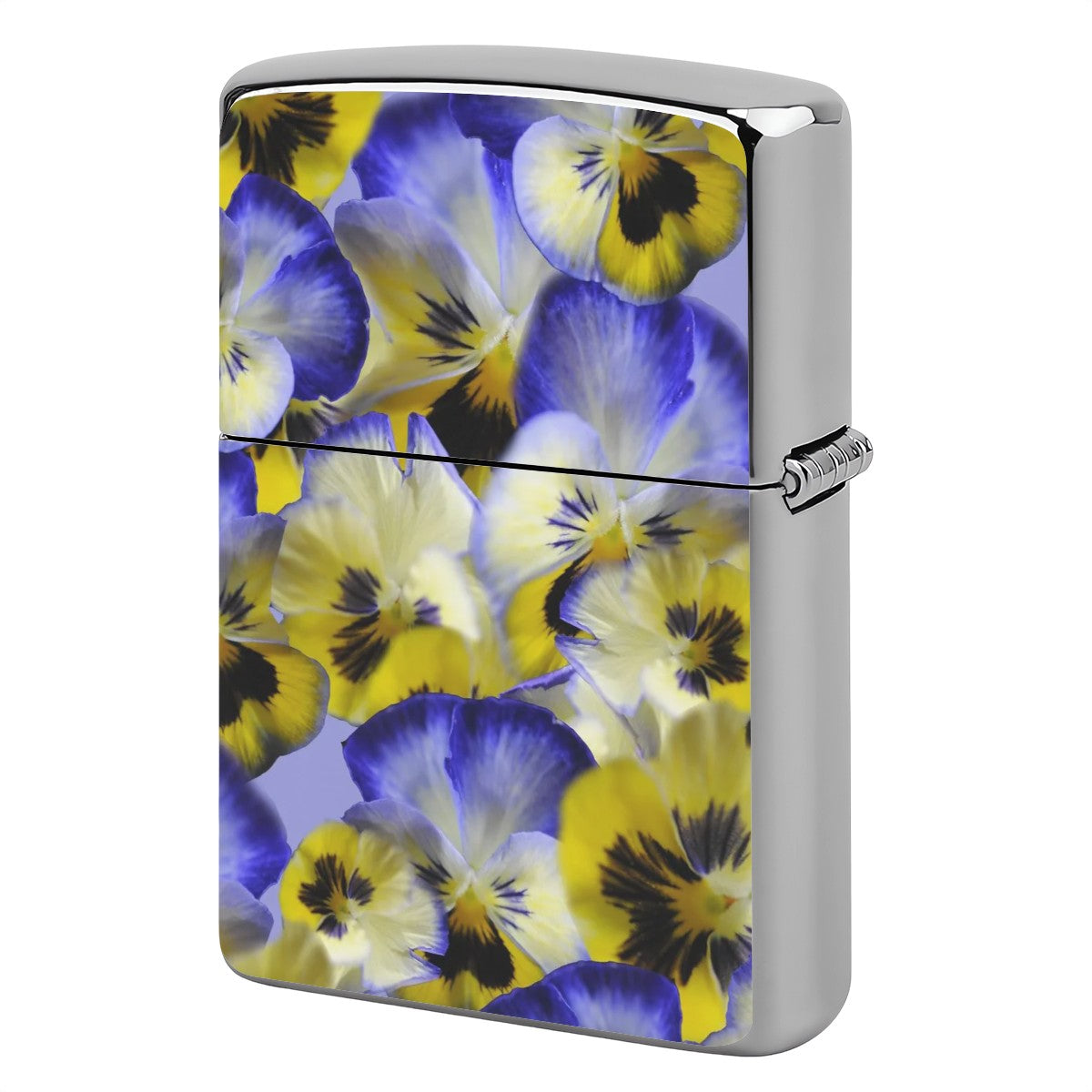 Metal Lighter Case Blue and Yellow Pansies