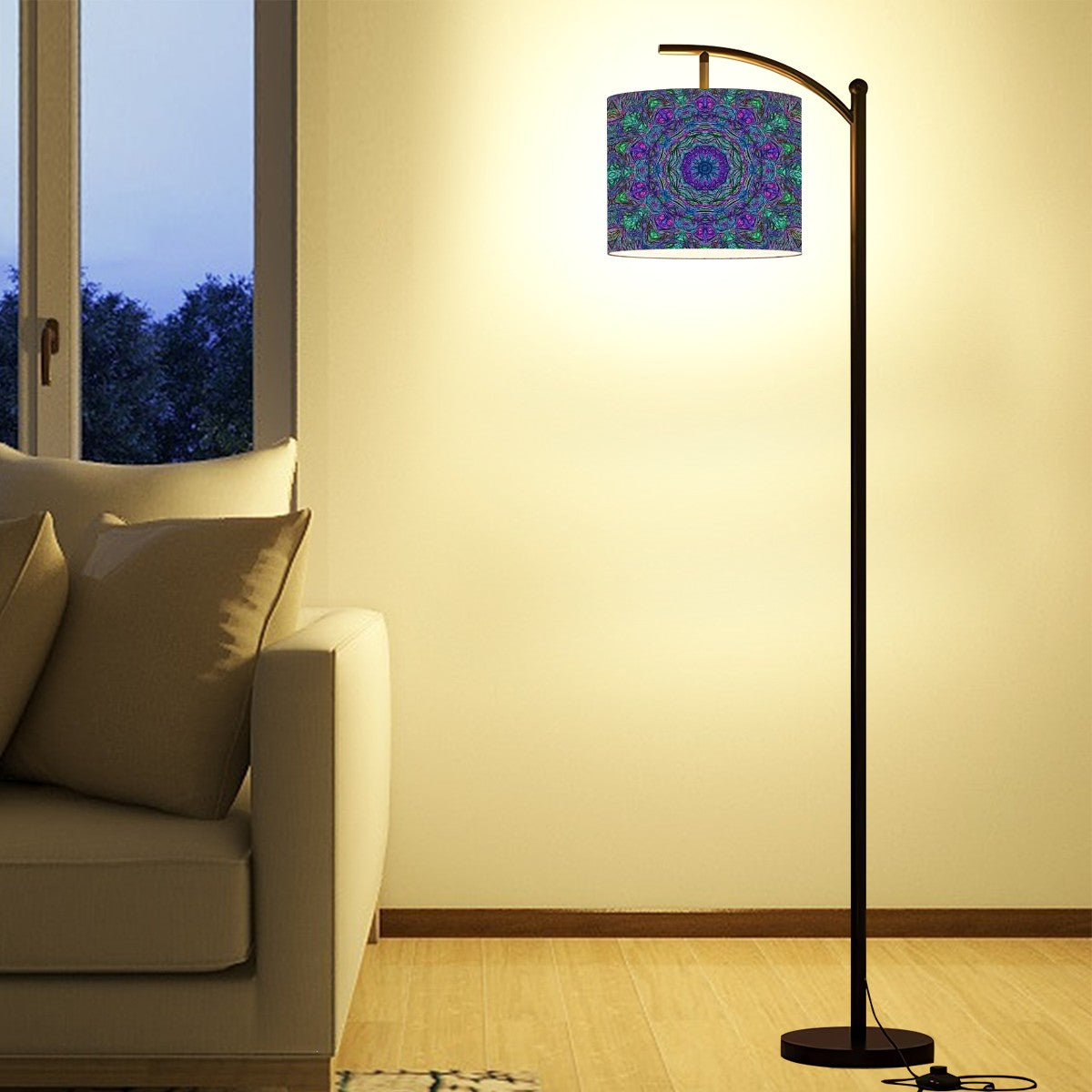 Arc Floor Lamp (Made in USA) Blue Green Purple Kaleidoscope