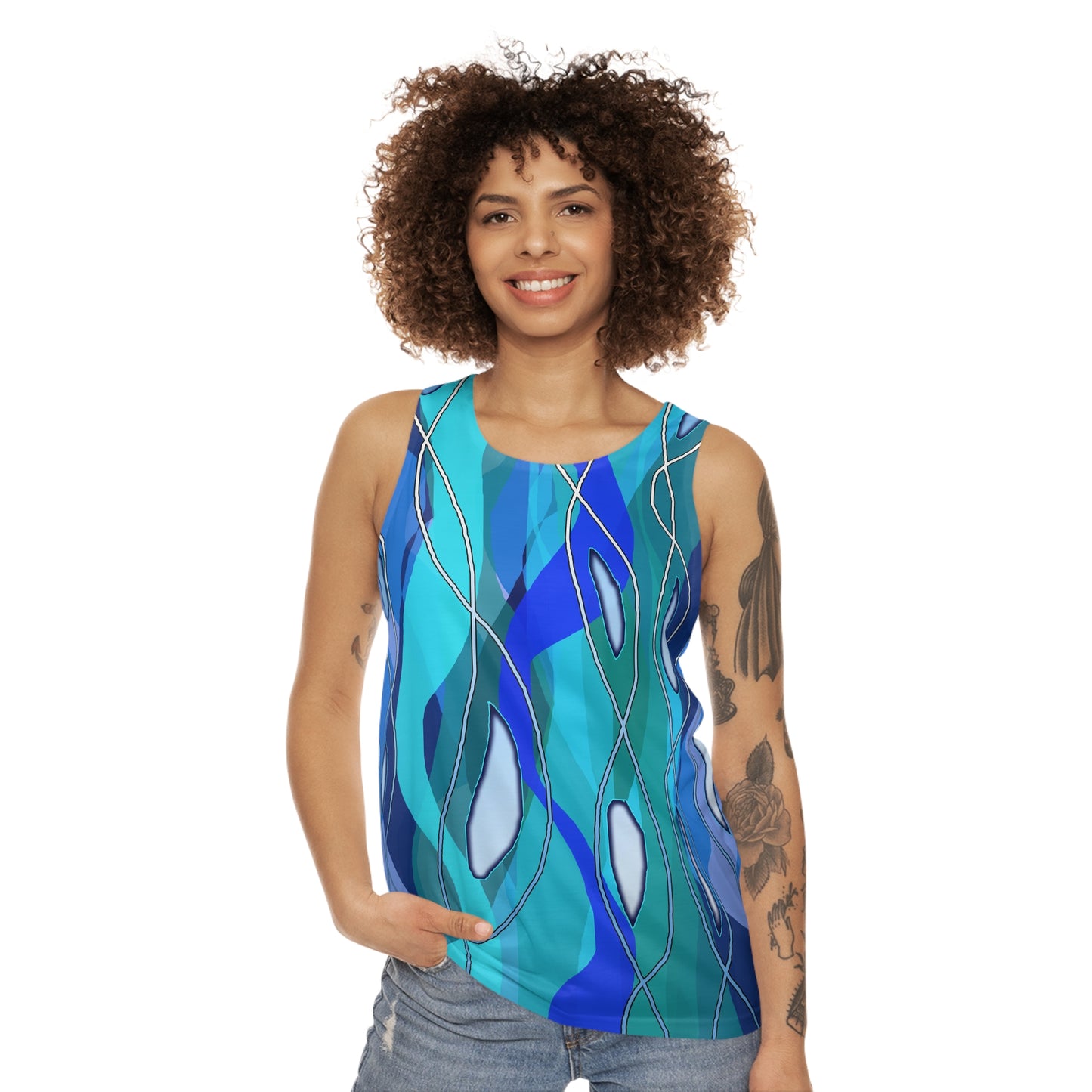 Wavy Blue Unisex Tank Top (AOP)