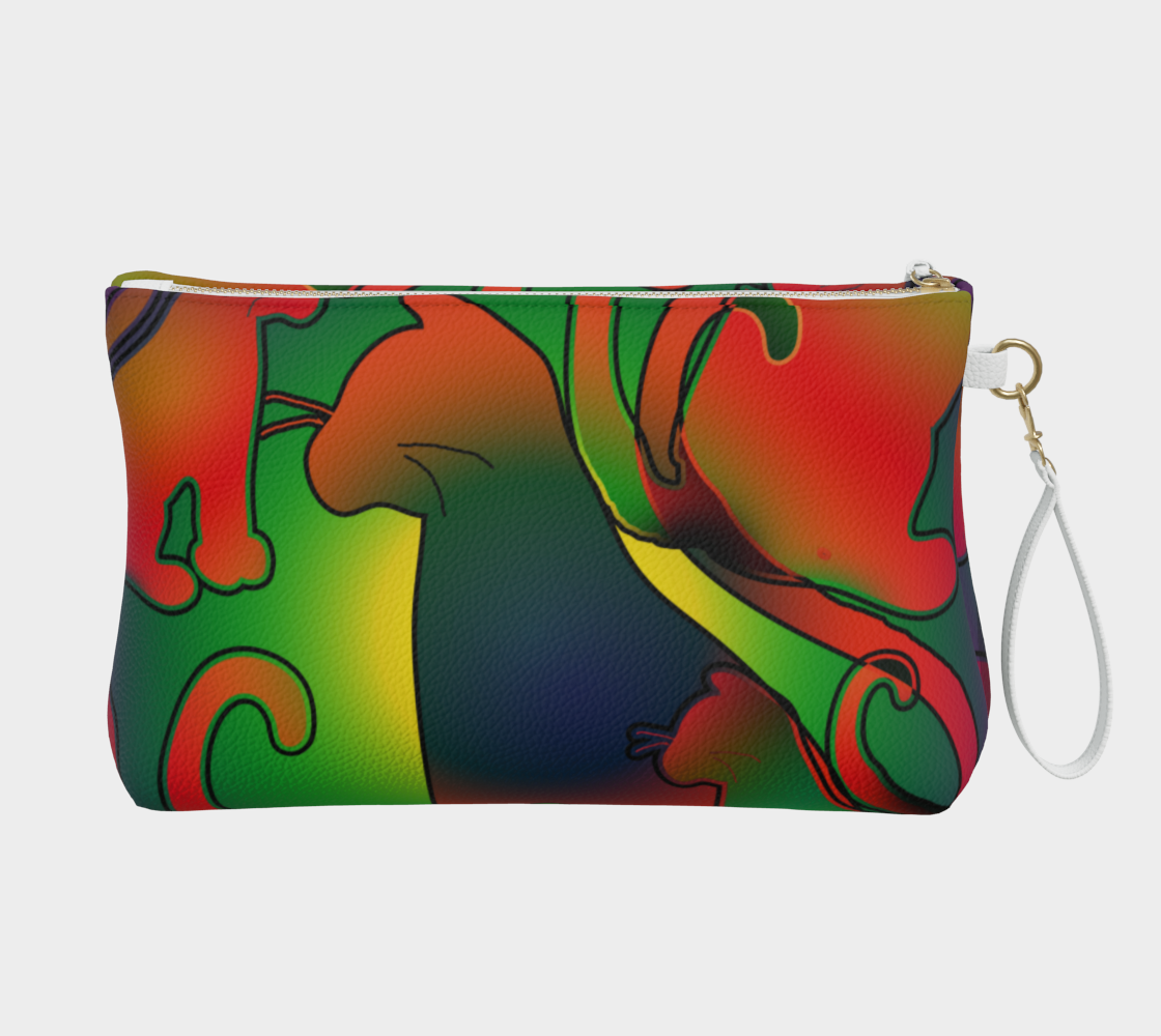 Abstract Cats Vegan Leather Makeup Bag