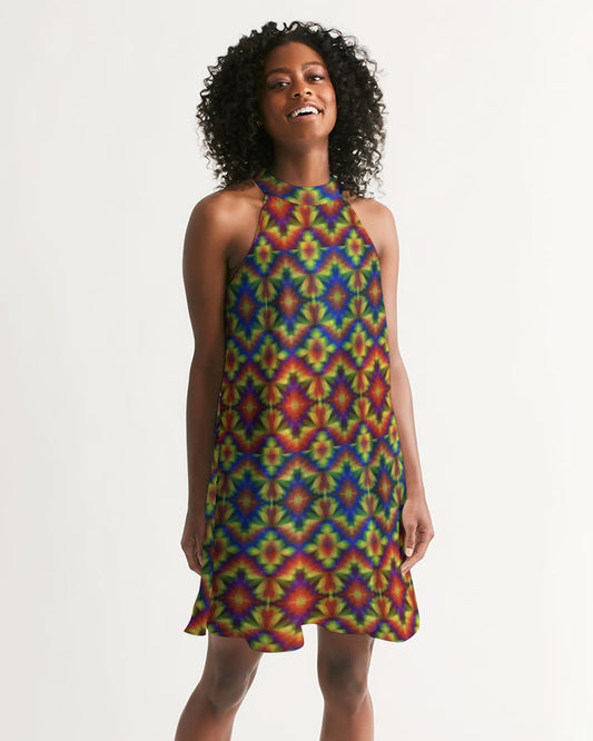 Carnival Kaleidoscope Women's All-Over Print Halter Dress