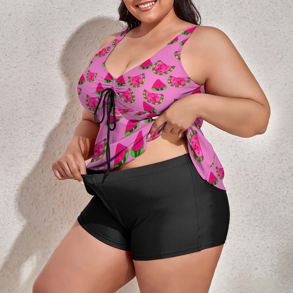 Watermelon Pattern Custom Women's Plus Size Two Piece Swimsuit Stylish Swimwear