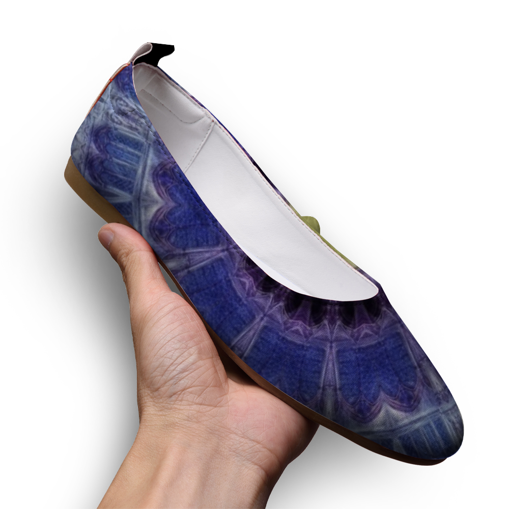 Blue Cathedral Kaleidoscope Custom Unisex Flat Shoes Leather Shoes Comfortable Round Toe Slip