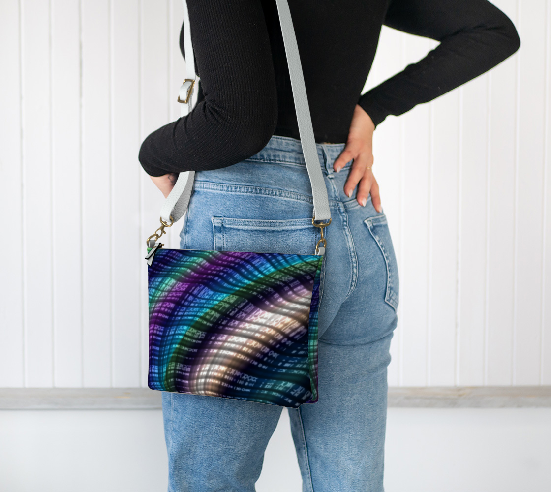 Candy Plaid Fractal Vegan Crossbody Purse