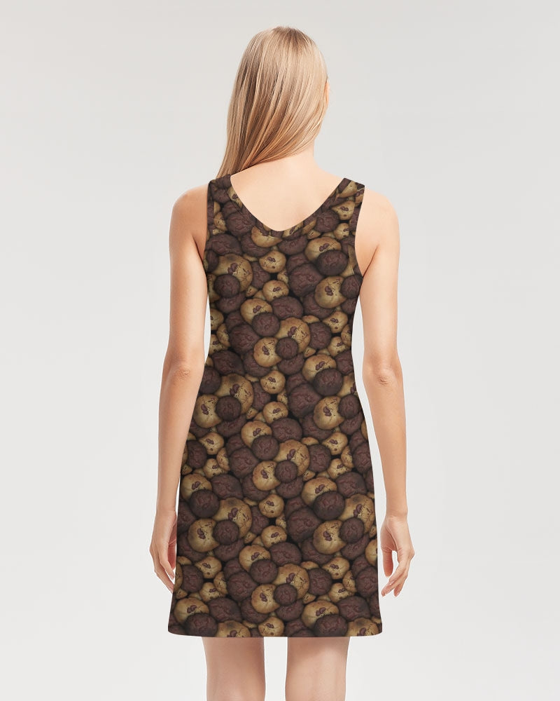 Chocolate Chip Cookies Women's All-Over PrintRib Knit V Neck Mini Dress