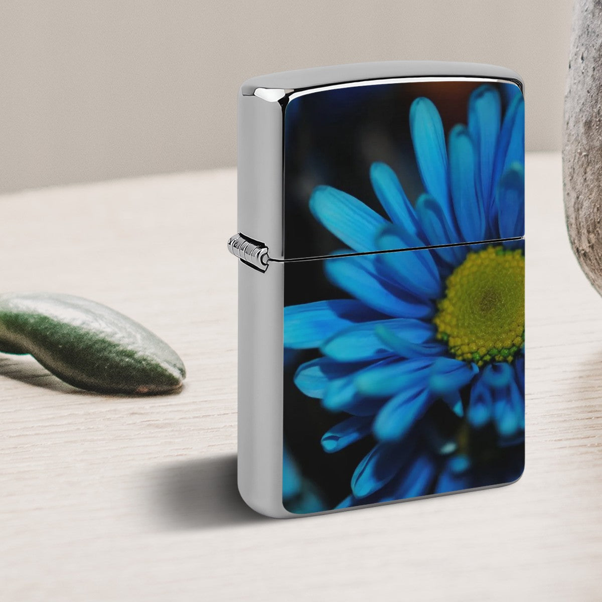 Metal Lighter Case Blue Daisy