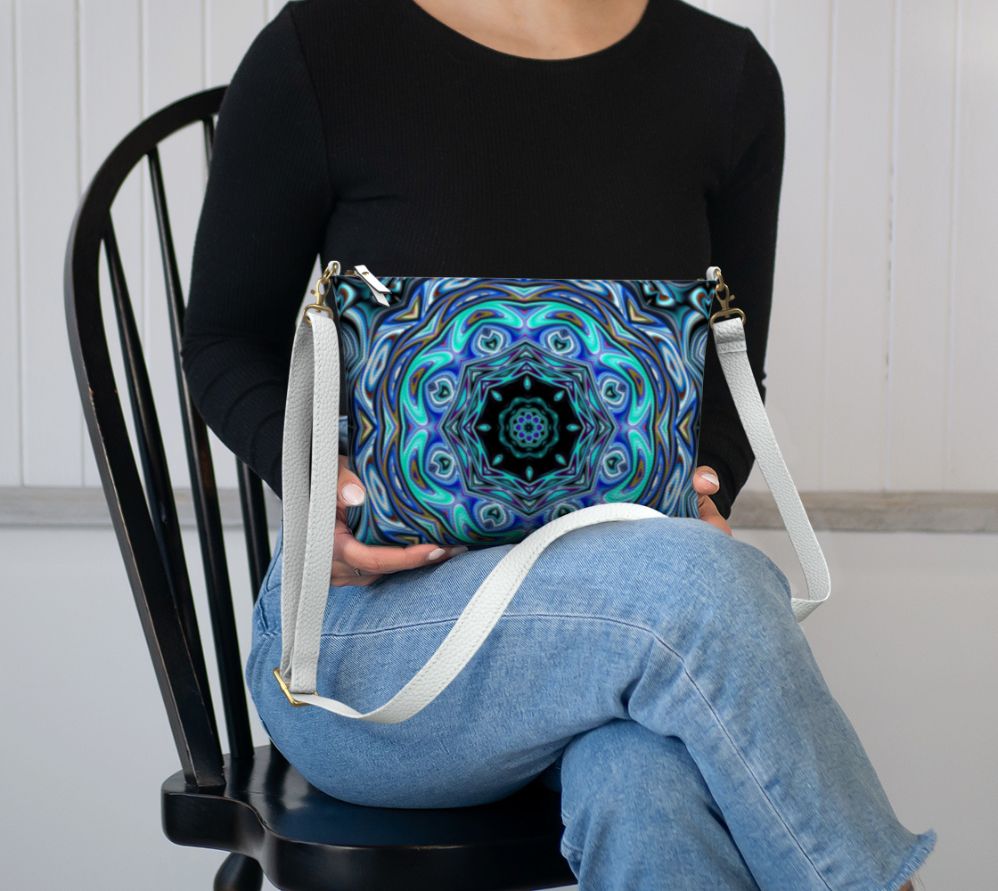 Blue Swirl Kaleidoscope Vegan Crossbody Purse