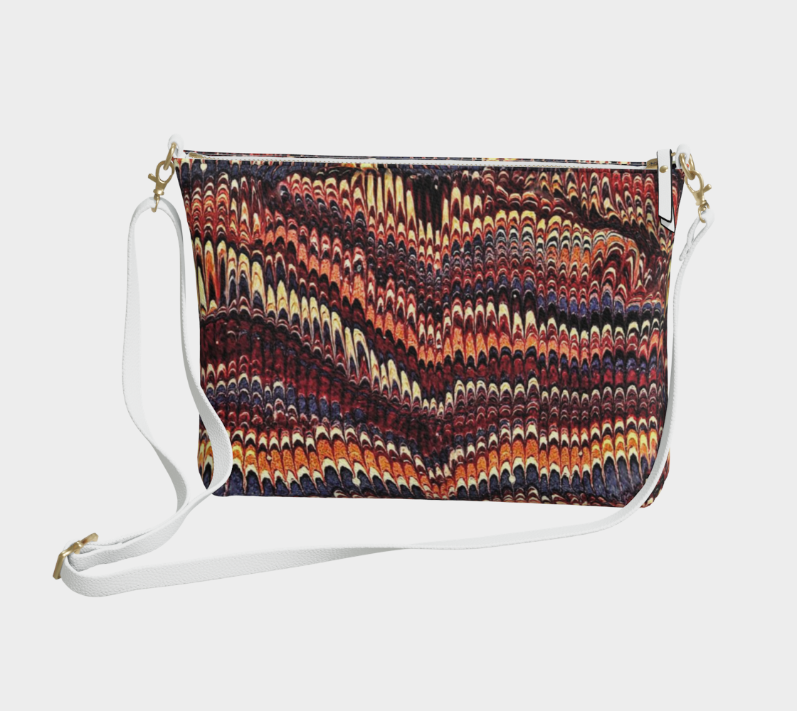 Earthtoned Marbled Paper Vegan Crossbody Purse