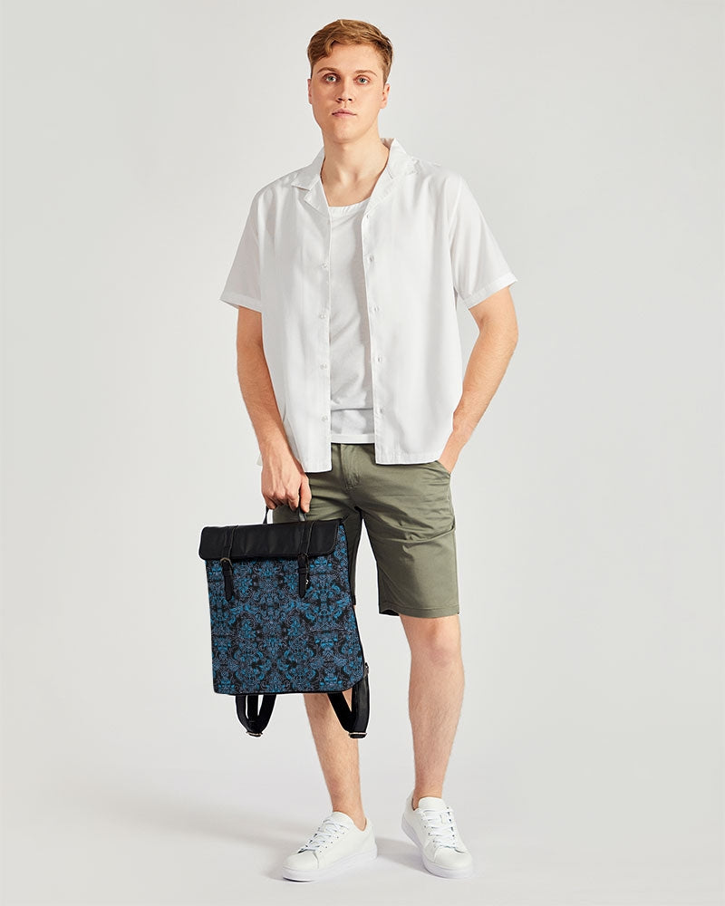 Blue Vines and Lace Casual Flap Backpack