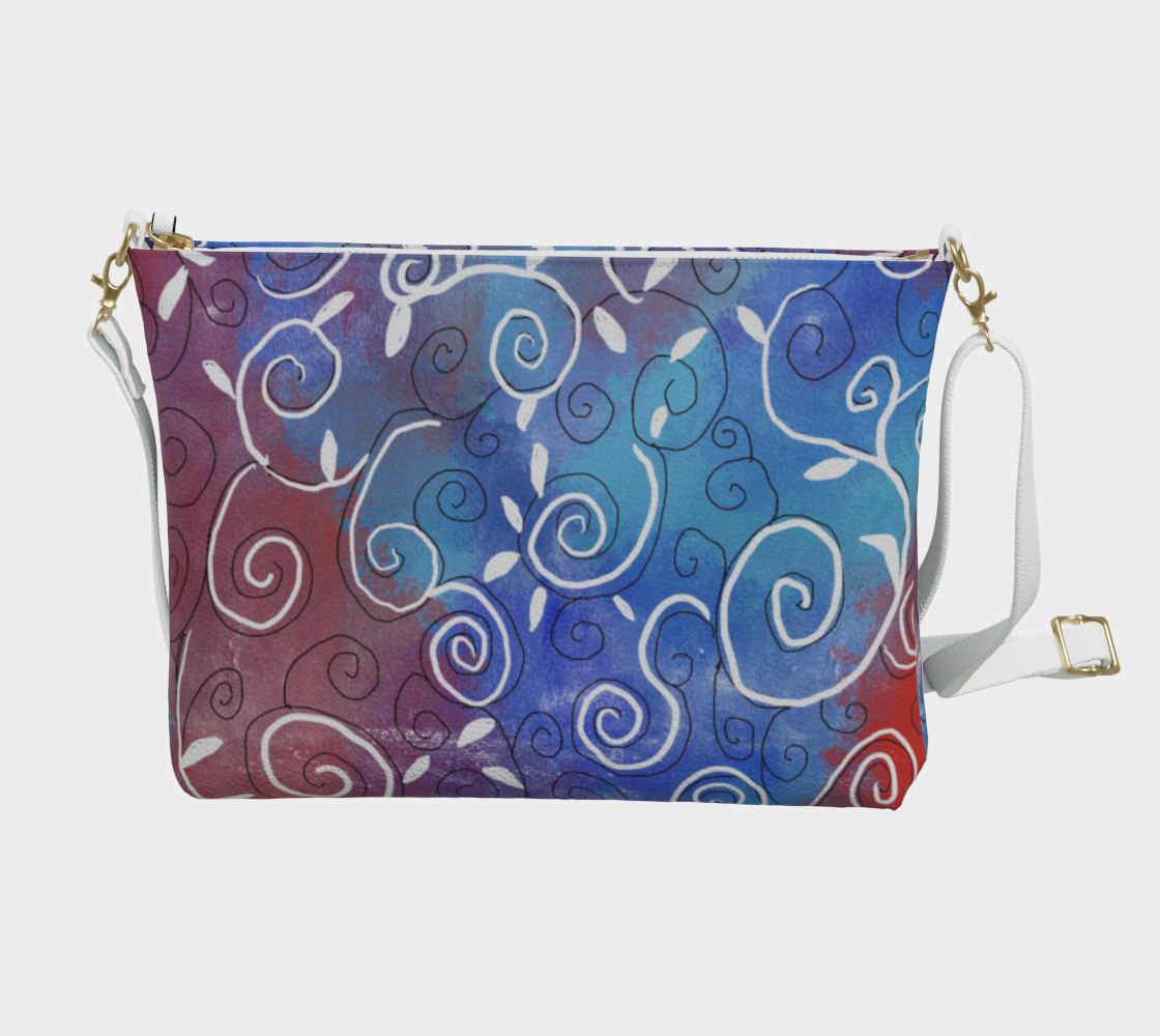 Blue and White Swirl Vegan Crossbody Purse