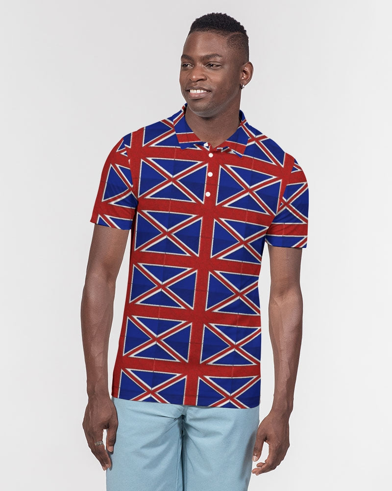 British Flag Pattern Men's All-Over Print Slim Fit Short Sleeve Polo