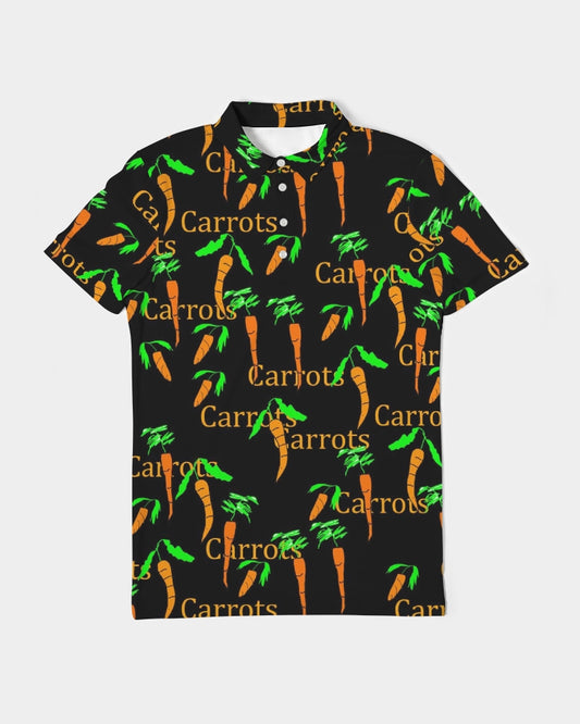 Carrots Pattern Men's All-Over Print Slim Fit Short Sleeve Polo